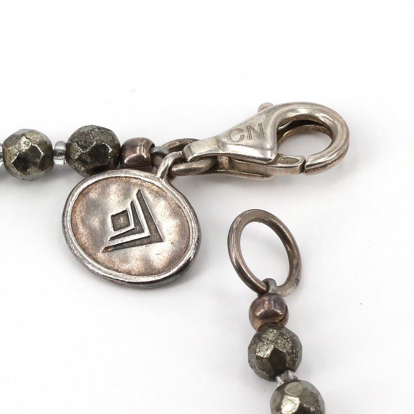 Retired Silpada SHOW YOUR METAL Necklace Brass Labradorite Pyrite Silver N3104