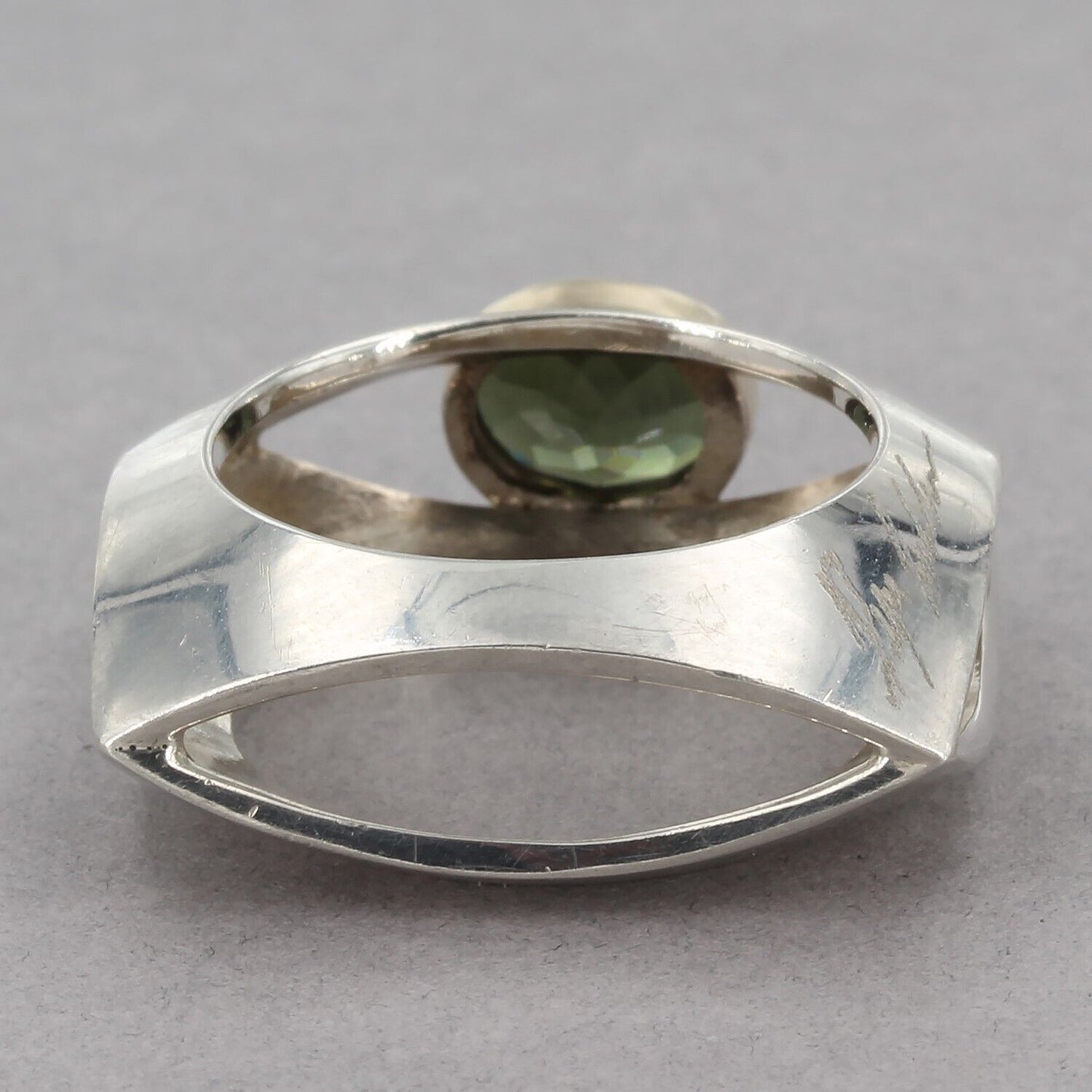 Pepe Cerroblanco Sterling Gold Bezel Green Tourmaline Sculptural Ring Size 6.75
