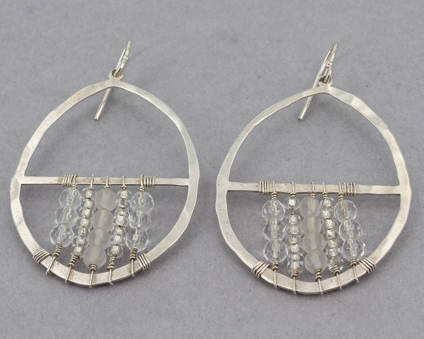 Retired Silpada Sterling Rock Crystal & Glass Bead DREAM CATCHER Earrings W2364