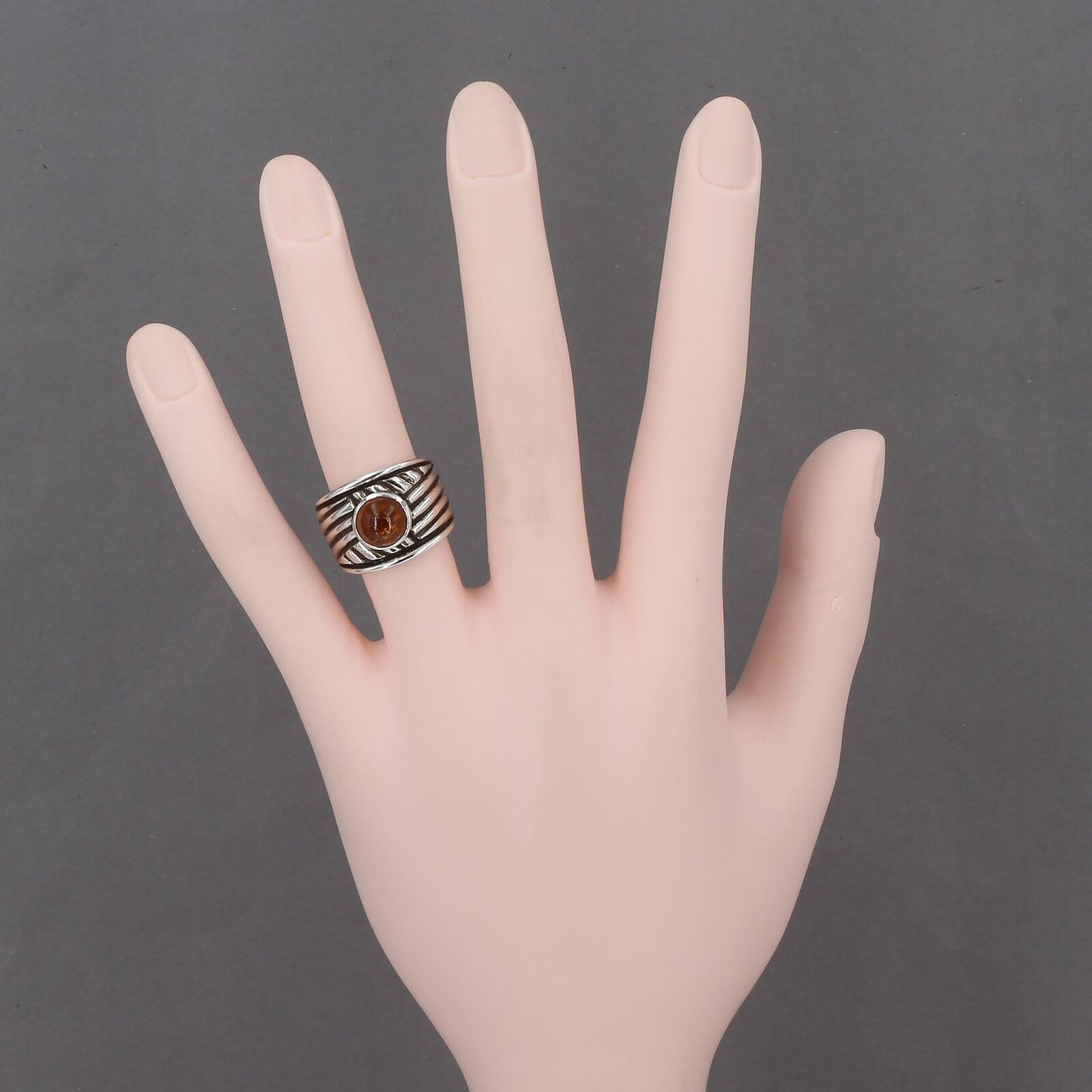 Retired Silpada Oxidized Sterling Silver FIRE WITHIN Amber Ring R1449 Size 5.75