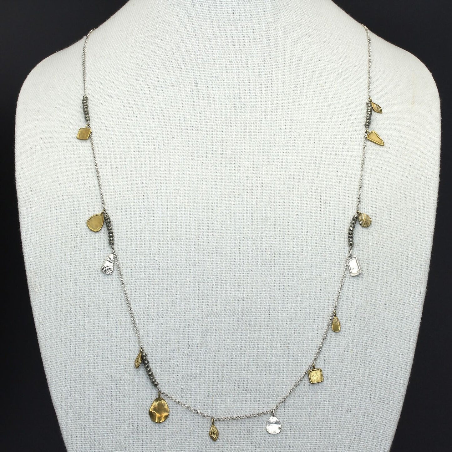 Retired Silpada Sterling Brass and Pyrite PEDAL TO THE METAL 36" Necklace N3026