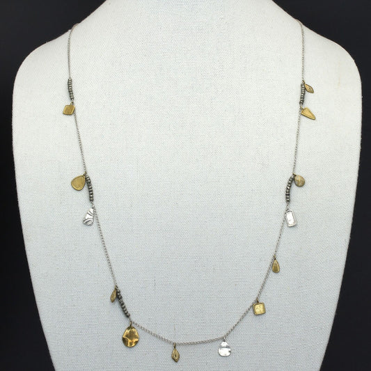 Retired Silpada Sterling Brass and Pyrite PEDAL TO THE METAL 36" Necklace N3026