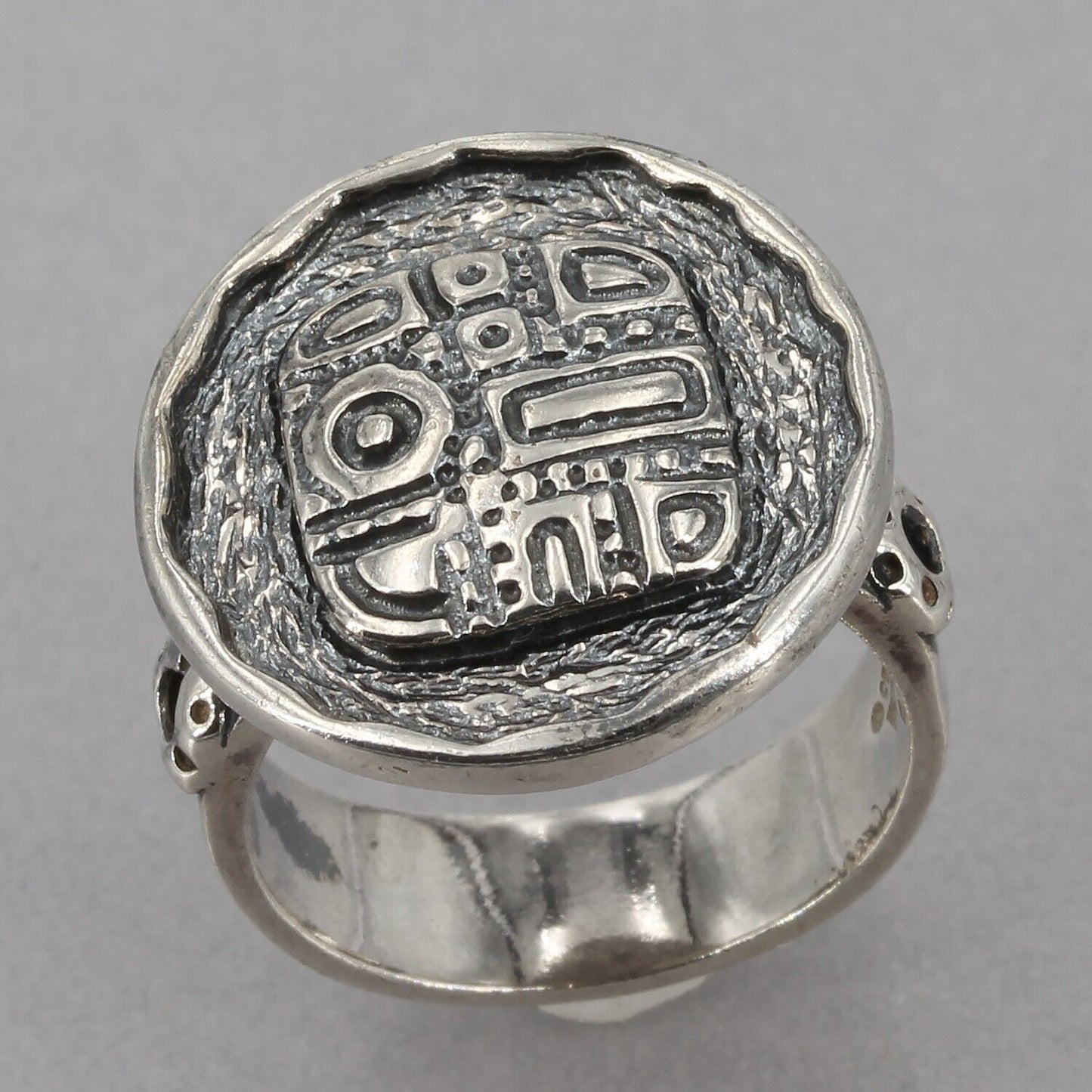 Retired Silpada Textured Oxidized Sterling Silver Mosaic Disc Ring R1531 Size 7