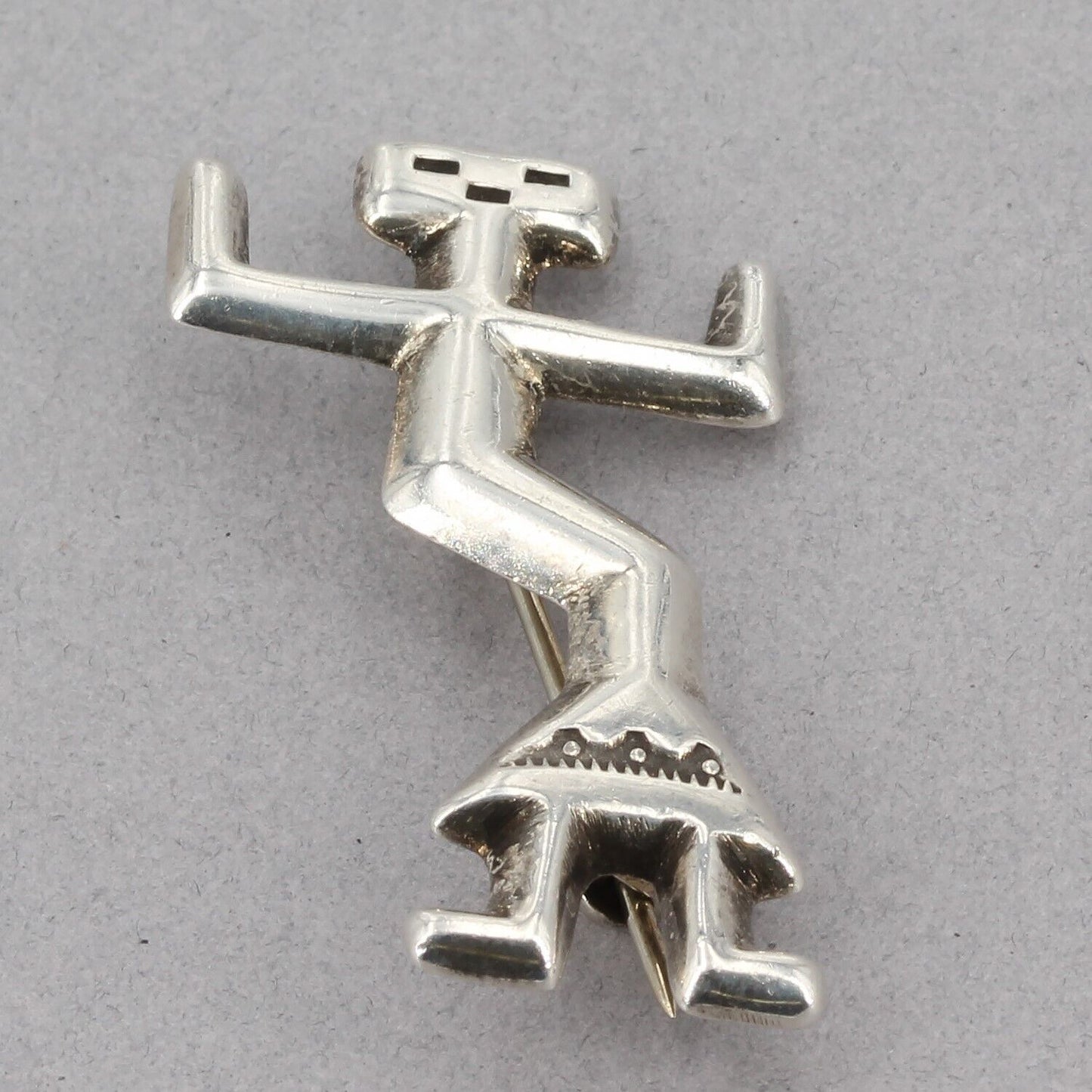 Felix Joe Handcrafted Sterling Silver Kachina Yei Navajo Deity Figural Pin