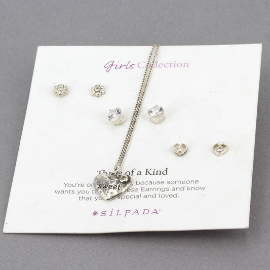 Silpada Girl's Collection Sterling THREE OF A KIND earrings & SWEET PEA Necklace