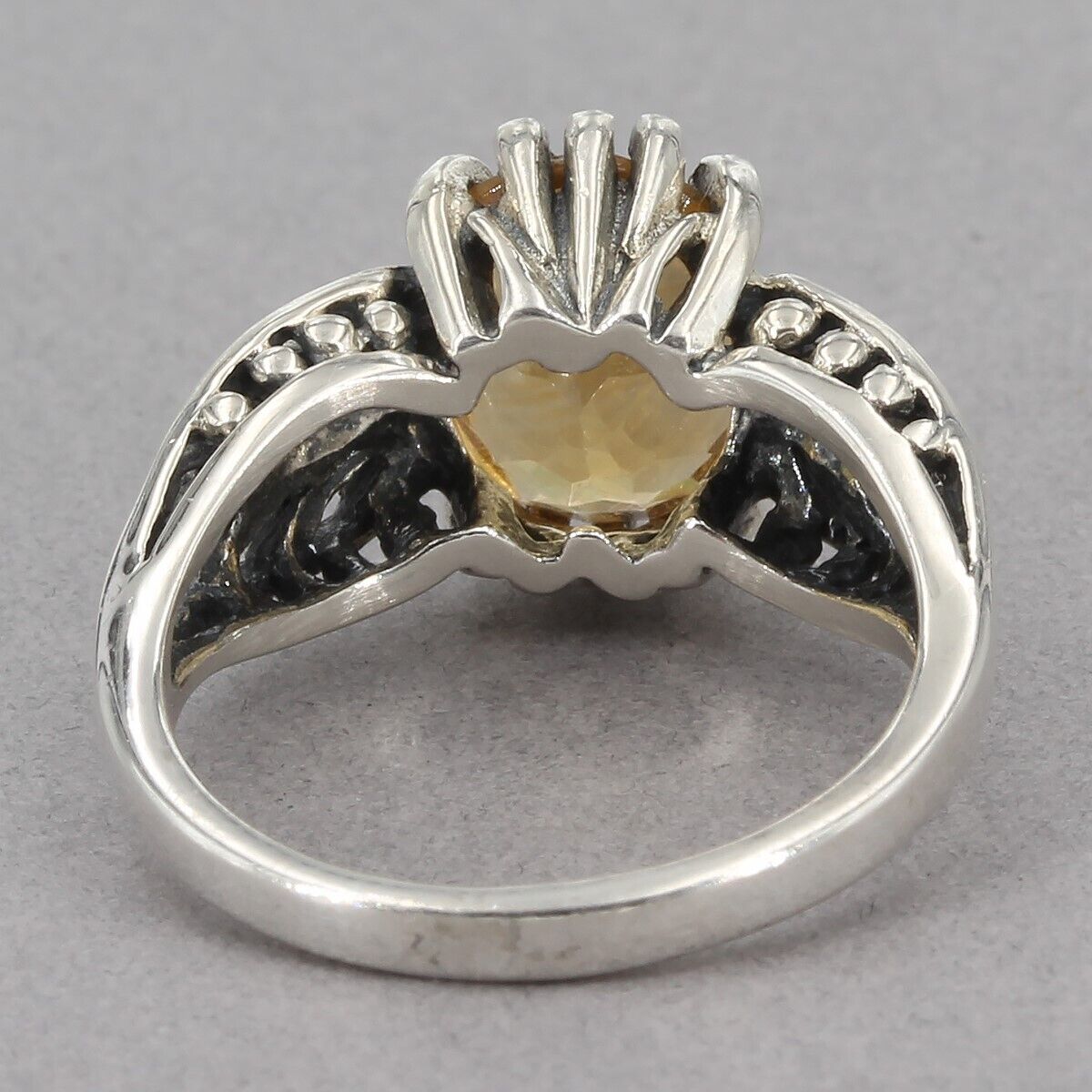 Signed Kabana Sterling Silver Oval Citrine Solitaire Ring Size 5