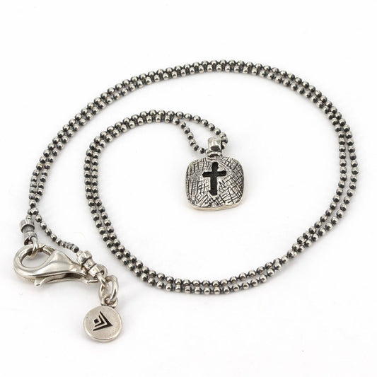 Retired Silpada Oxidized Sterling Petite Cross Pendant Bead Chain Necklace N1925