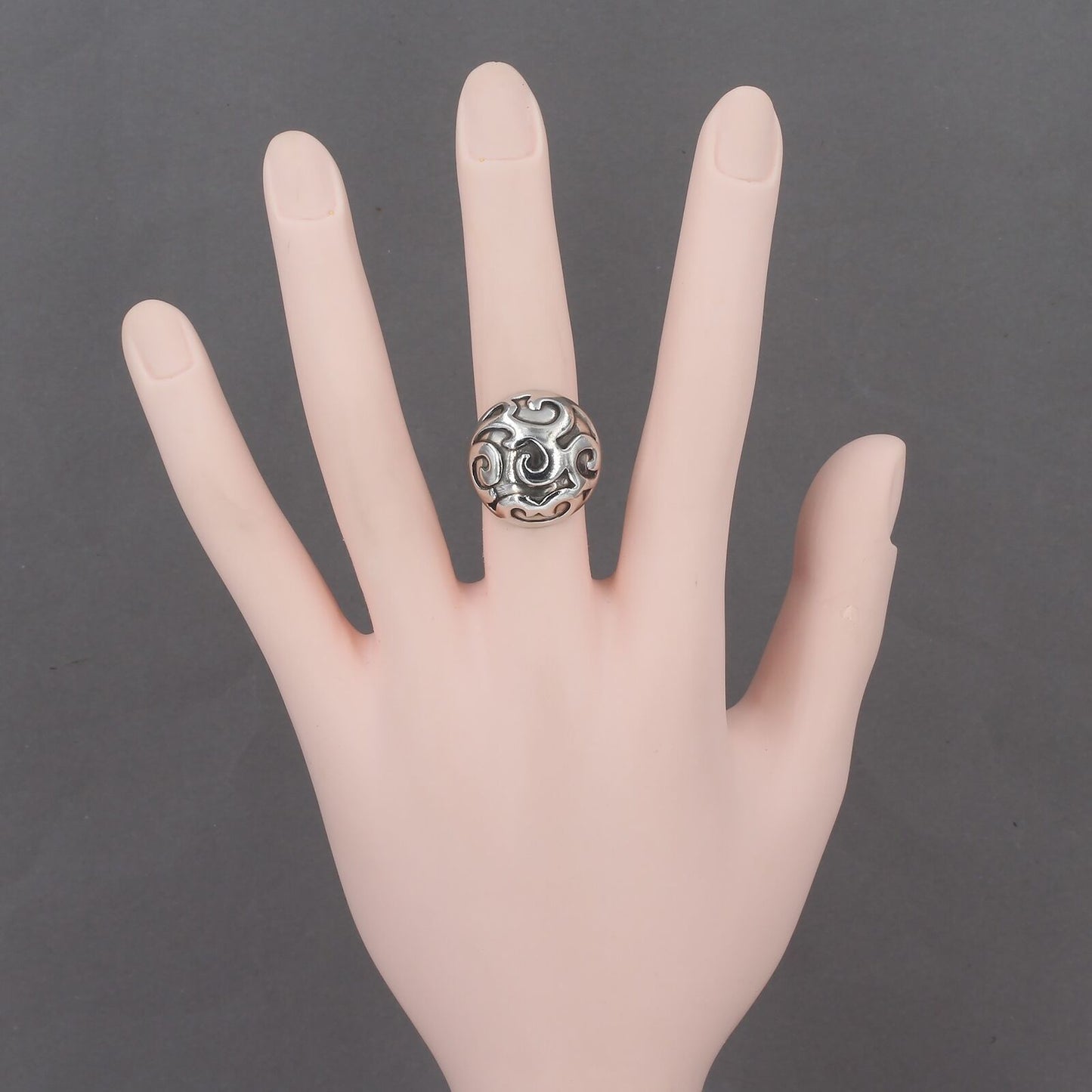 Retired Silpada Oxidized Sterling Silver Scrolled Dome Ring R1750 Size 5.75