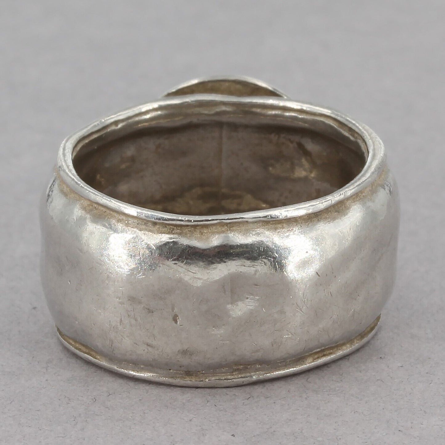 Retired Silpada Hammered Sterling Silver Lab-Created Opal Ring R1457 Size 6