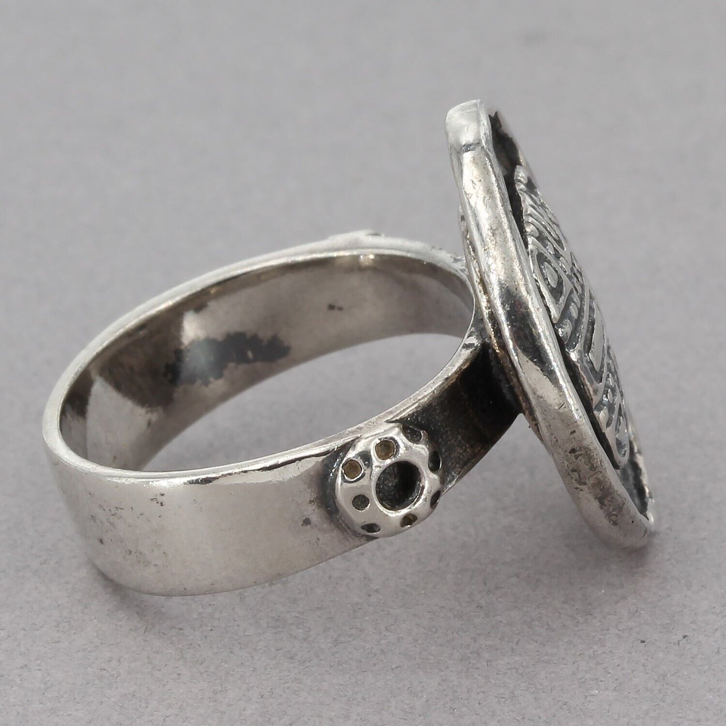 Retired Silpada Textured Oxidized Sterling Silver Mosaic Disc Ring R1531 Size 7
