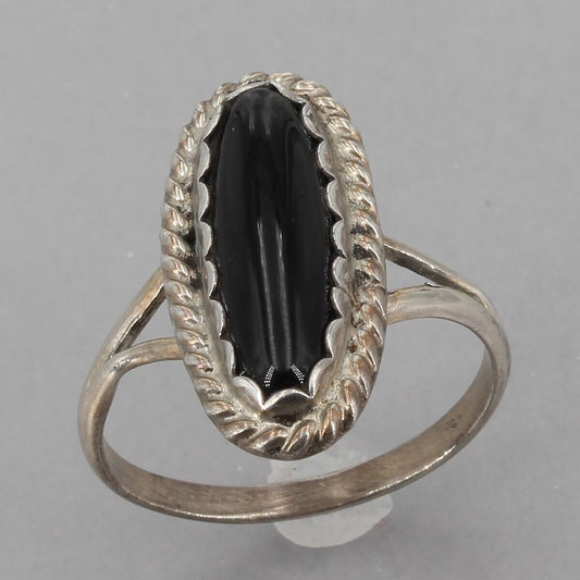 Vintage Clarence Bailon Santo Domingo Sterling Silver Black Onyx Ring Size 7.25+