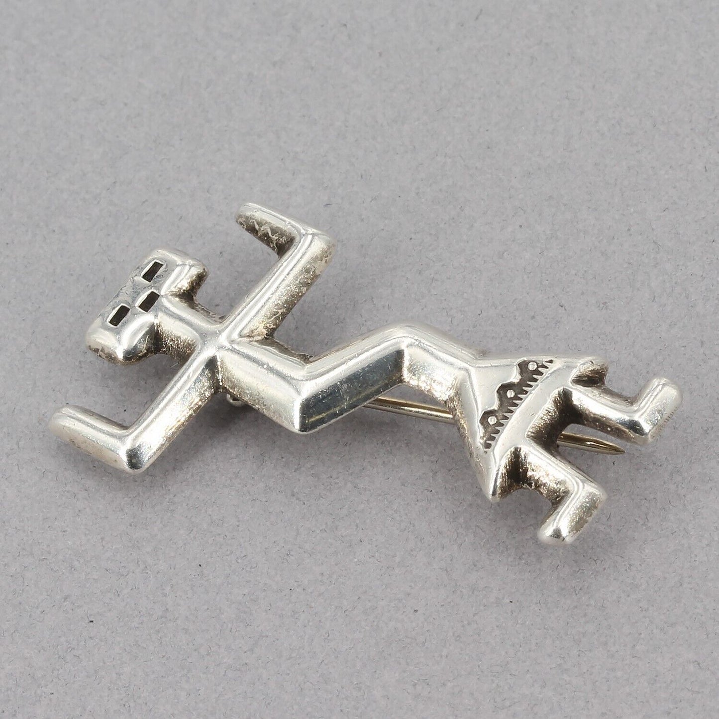 Felix Joe Handcrafted Sterling Silver Kachina Yei Navajo Deity Figural Pin