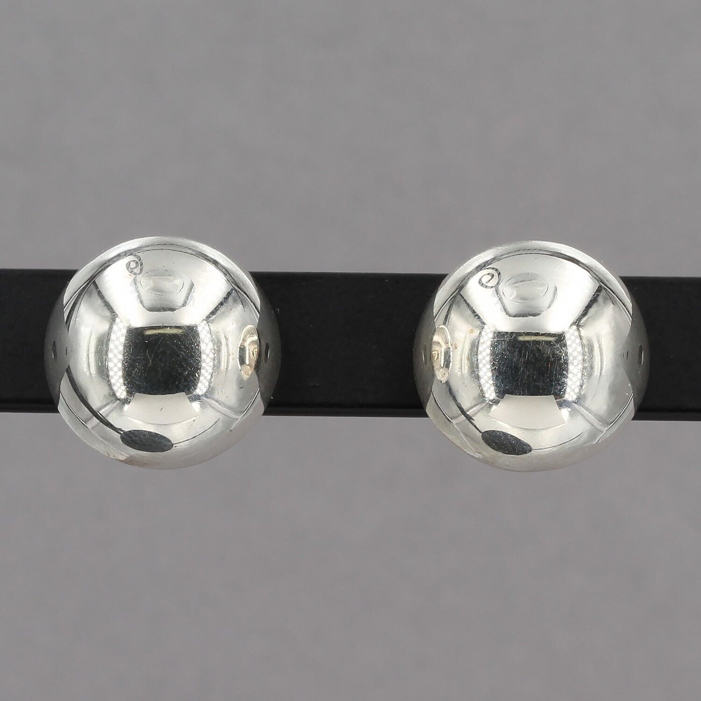 RARE Vintage Silpada Sterling Hollow Dome 5/8" Button Post Earrings P0231 IOB