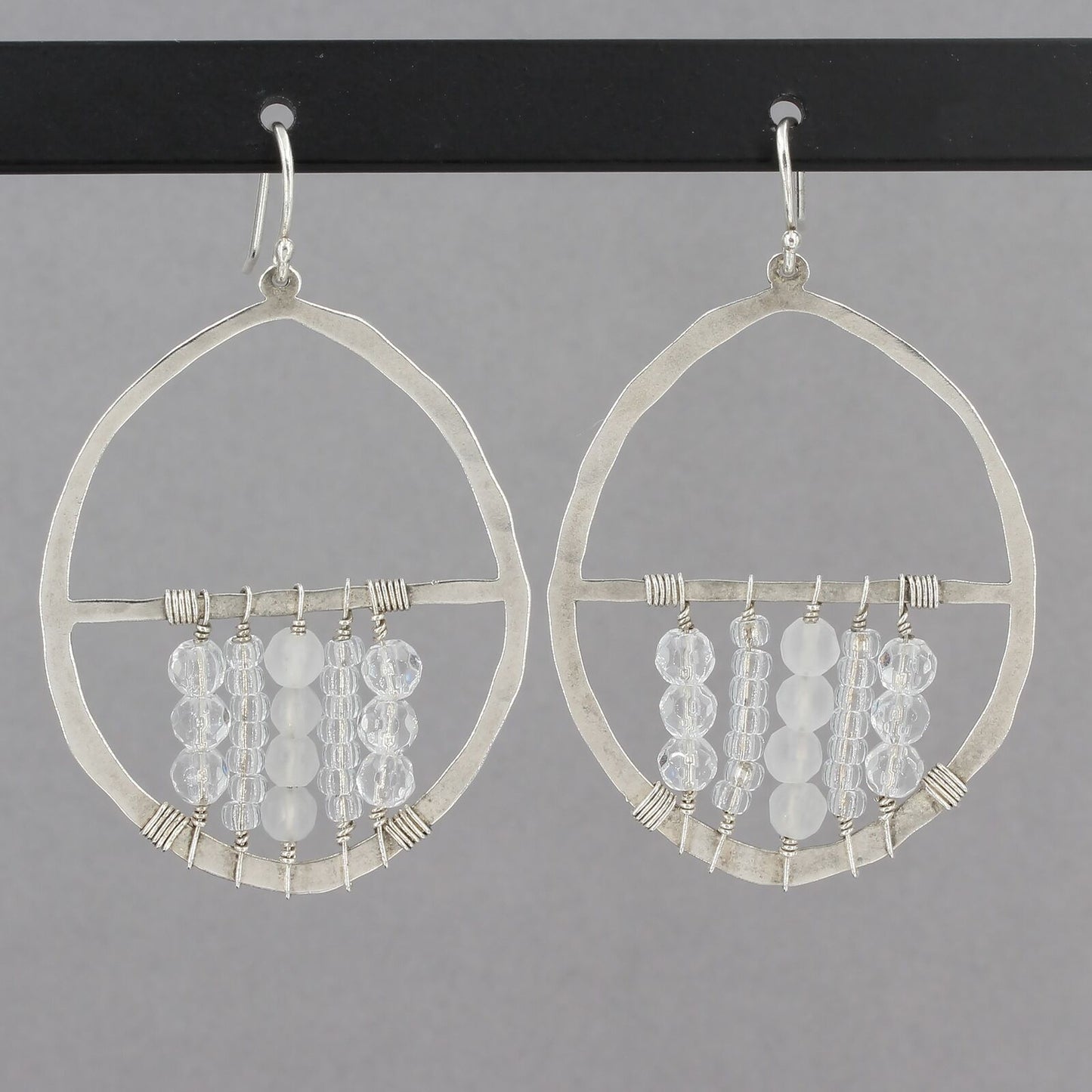 Retired Silpada Sterling Rock Crystal & Glass Bead DREAM CATCHER Earrings W2364