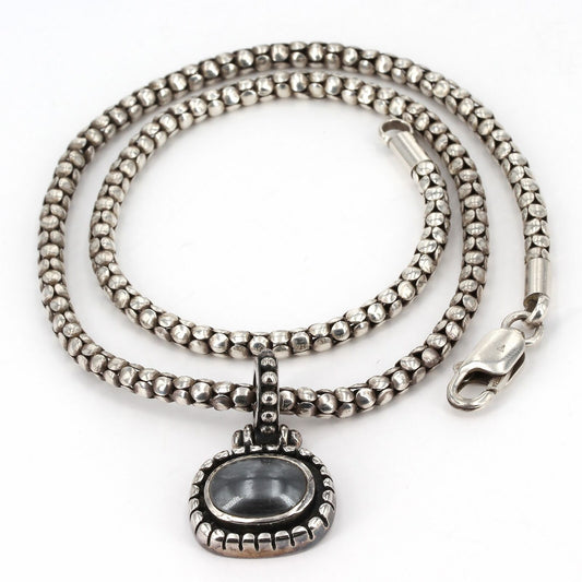 Vintage Silpada Sterling Hematite Pendant Popcorn Chain Necklace N1106 S0980 HTF