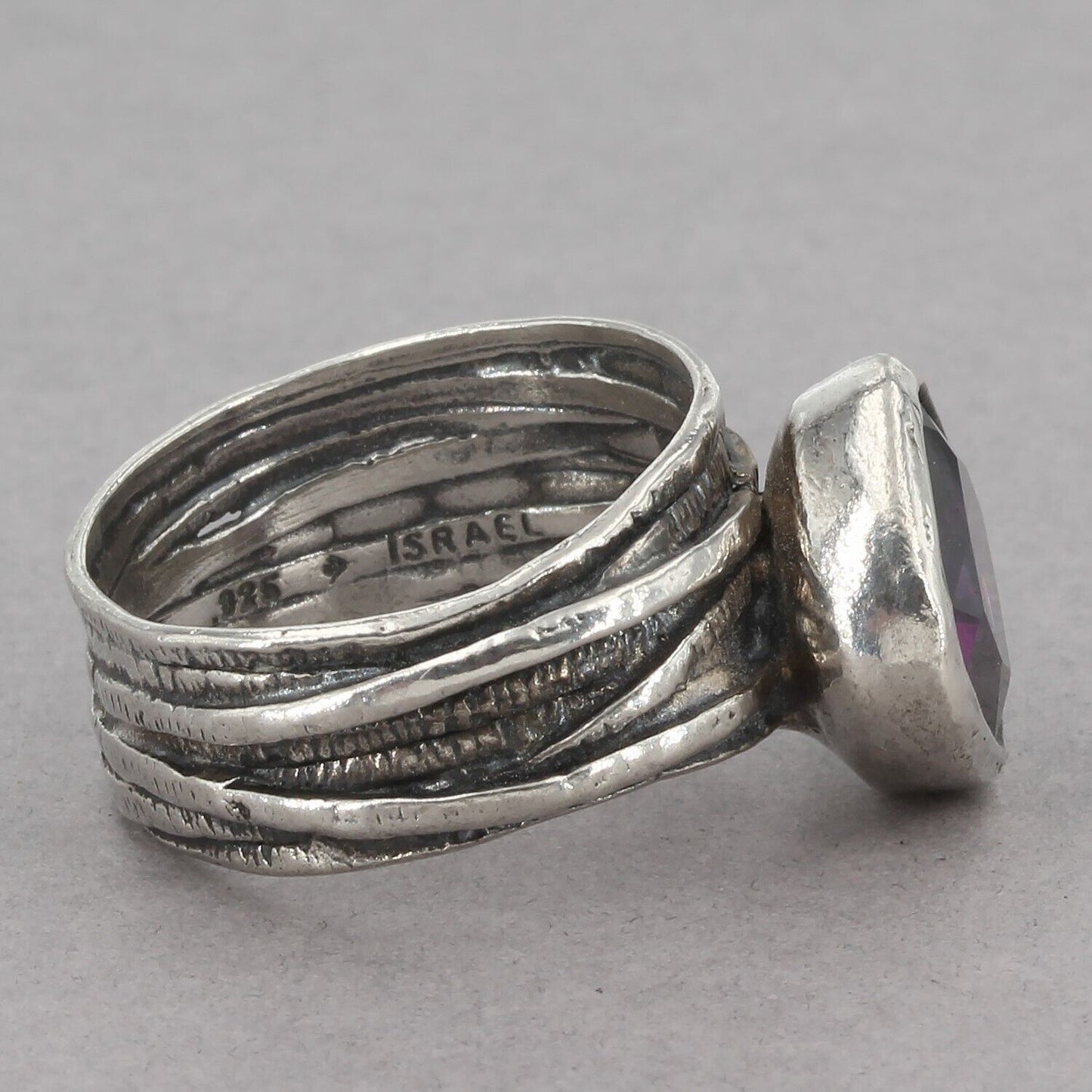Retired Silpada Oxidized Sterling GLADIATOR GLAM Purple CZ Ring R2757 Size 8.75