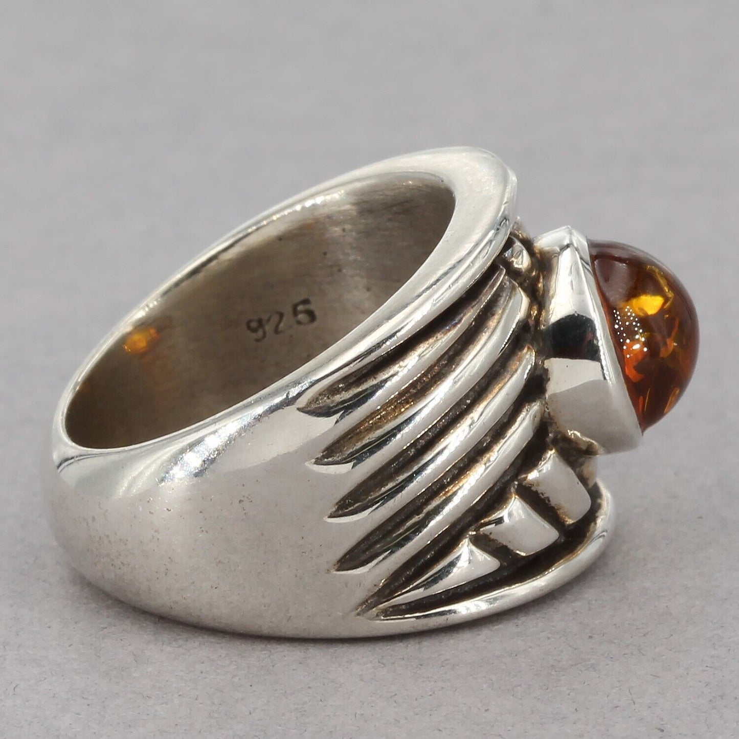 Retired Silpada Oxidized Sterling Silver FIRE WITHIN Amber Ring R1449 Size 5.75