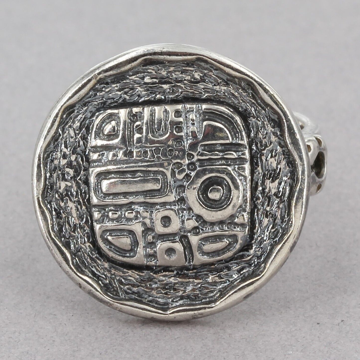 Retired Silpada Textured Oxidized Sterling Silver Mosaic Disc Ring R1531 Size 7