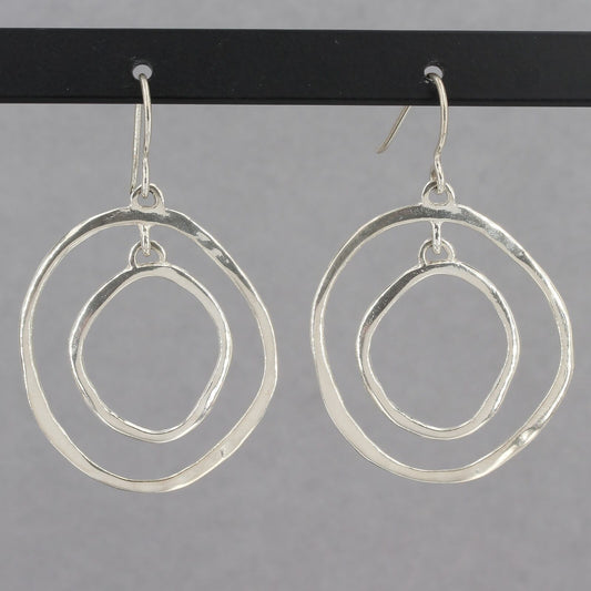 Retired Silpada Sterling ROUND & ROUND Wavy Double Circles Dangle Earrings W2141