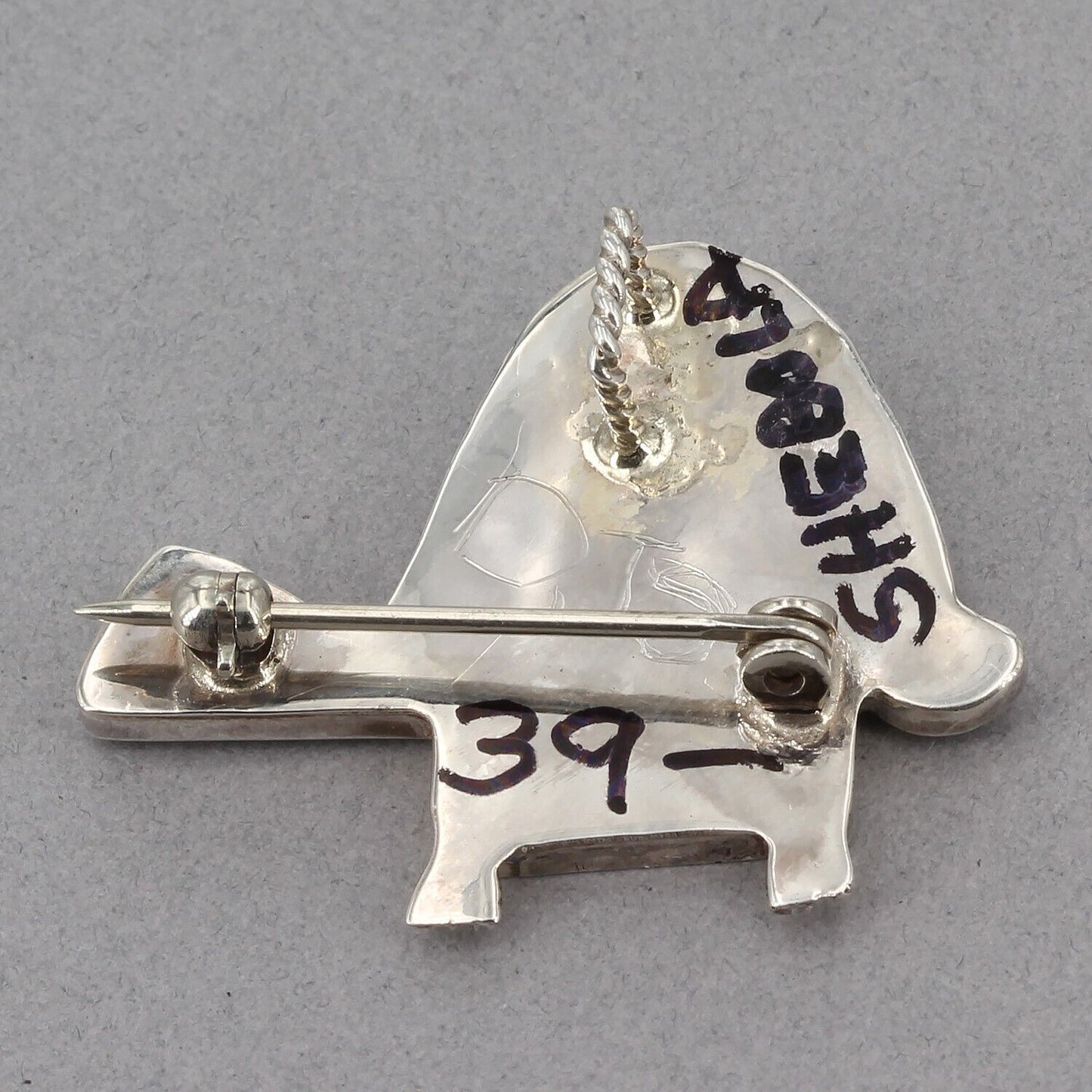 Darrell Shebola Zuni Handmade Sterling Multi-Stone Inlay Turtle Pin Pendant DJS