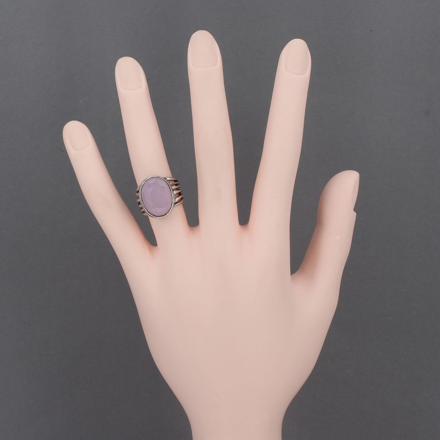 Retired Silpada Sterling Multi-Band Faceted Rose Color Glass Ring R1851 Size 5.5