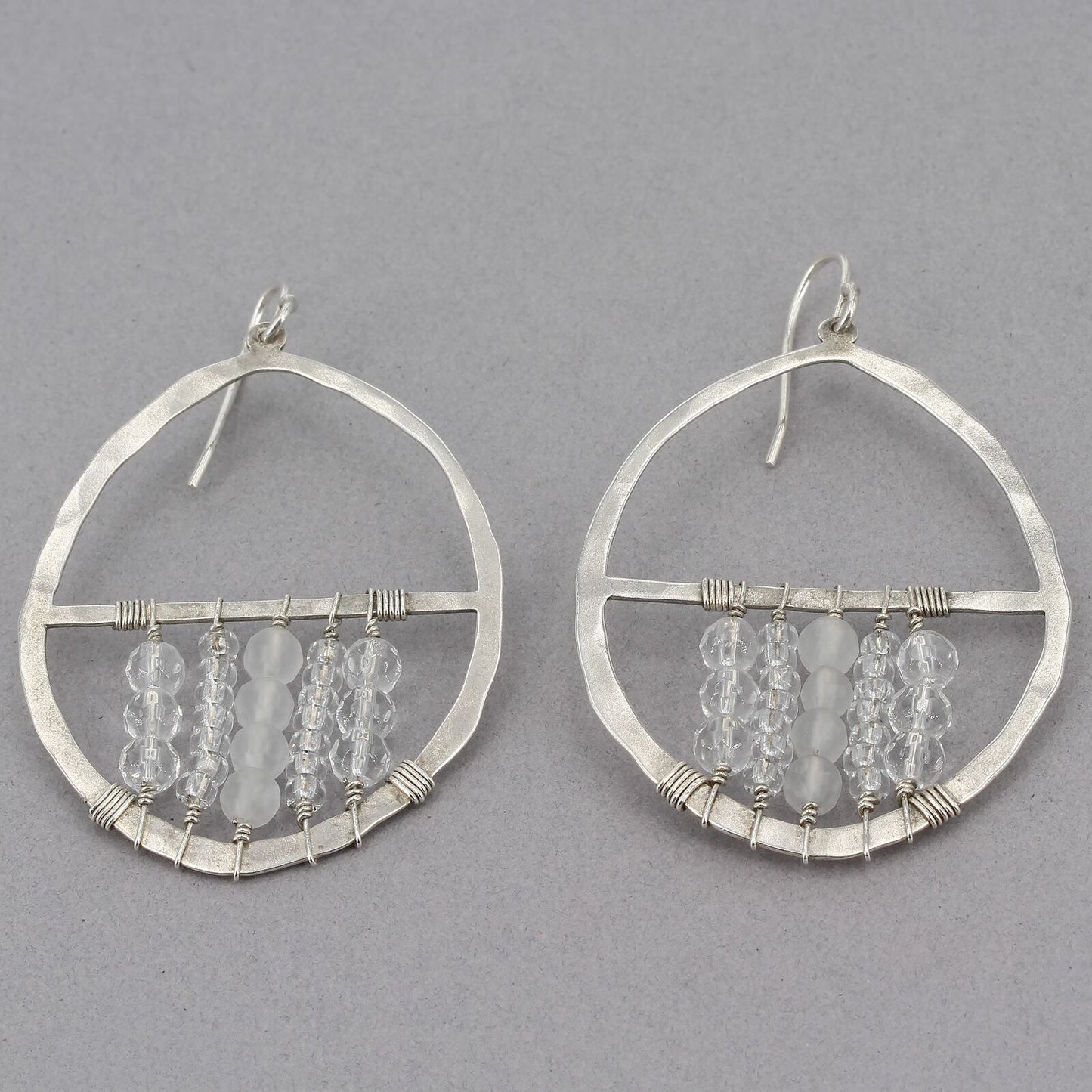 Retired Silpada Sterling Rock Crystal & Glass Bead DREAM CATCHER Earrings W2364
