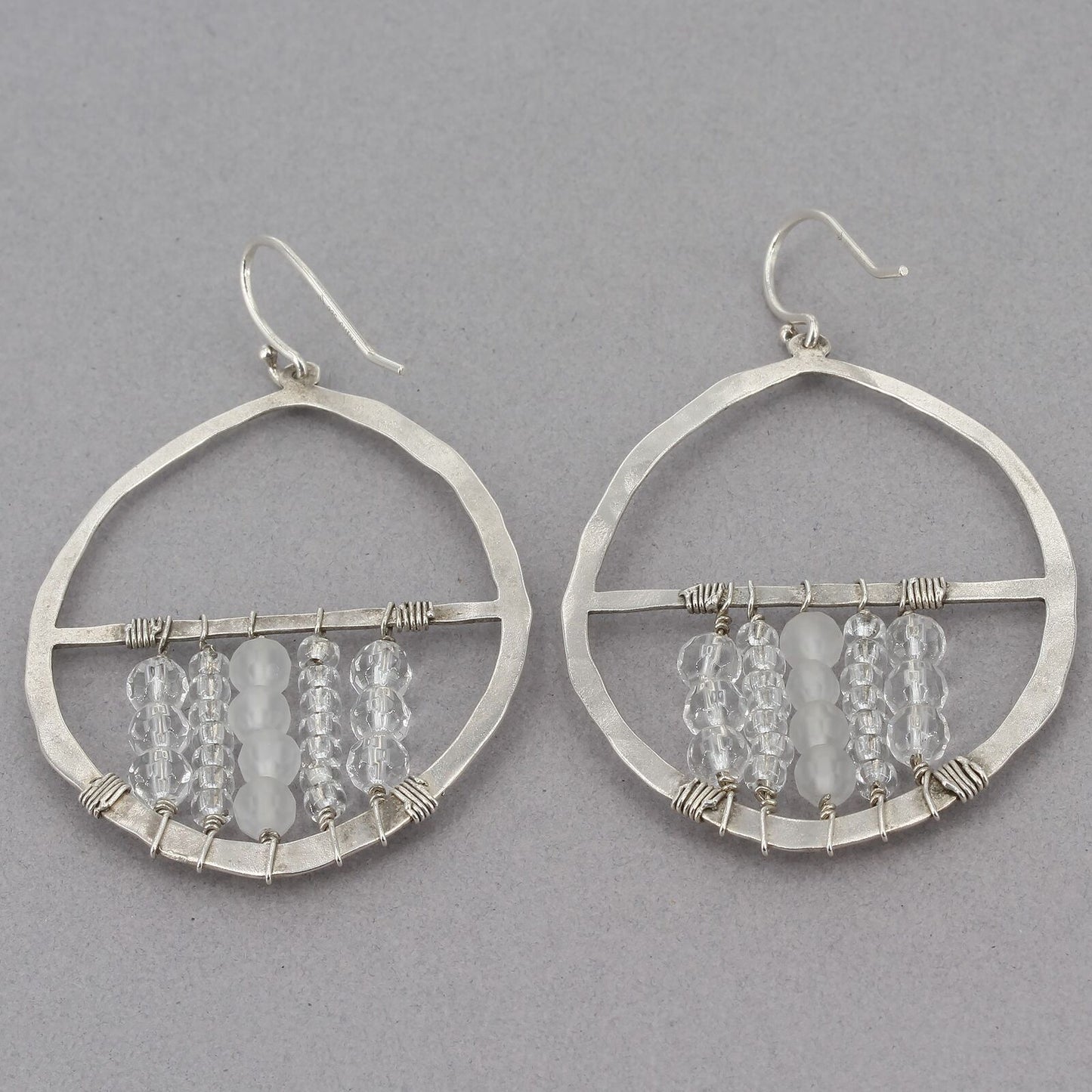 Retired Silpada Sterling Rock Crystal & Glass Bead DREAM CATCHER Earrings W2364