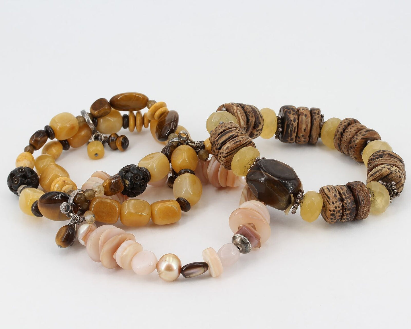 Lot of 3 Retired Silpada Beaded Stretch Bracelets - AS IS - B1775 B1362 B1847