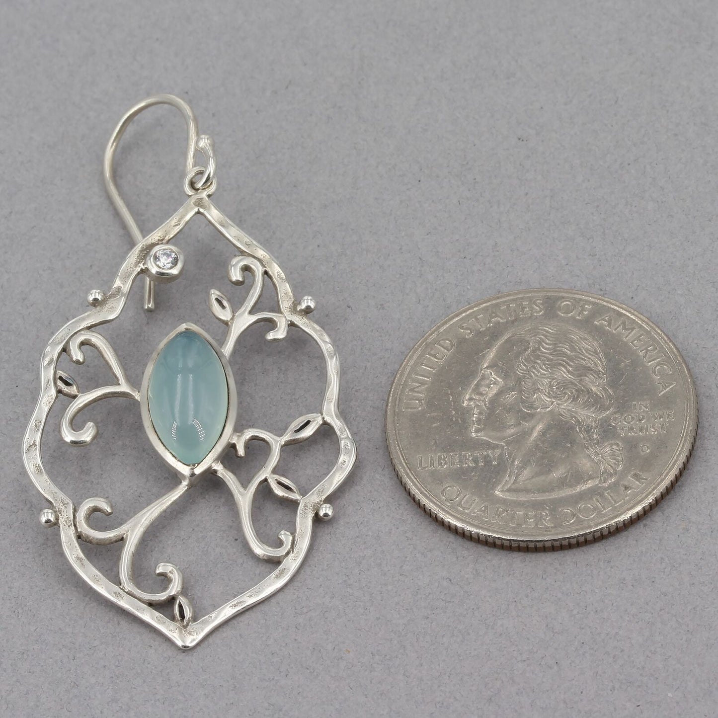 Retired Silpada Sterling Silver Chalcedony WANDERING IVY Dangle Earrings W2459