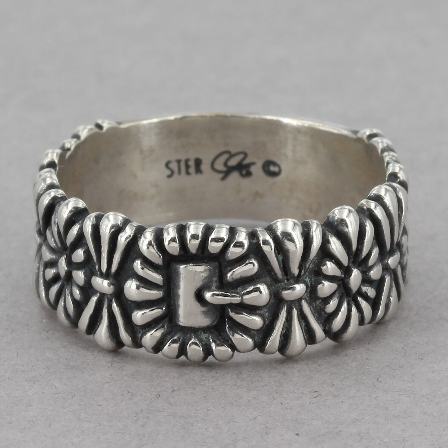 Carolyn Pollack Sterling Silver Southwestern Concho Belt Buckle Band Ring Sz 10