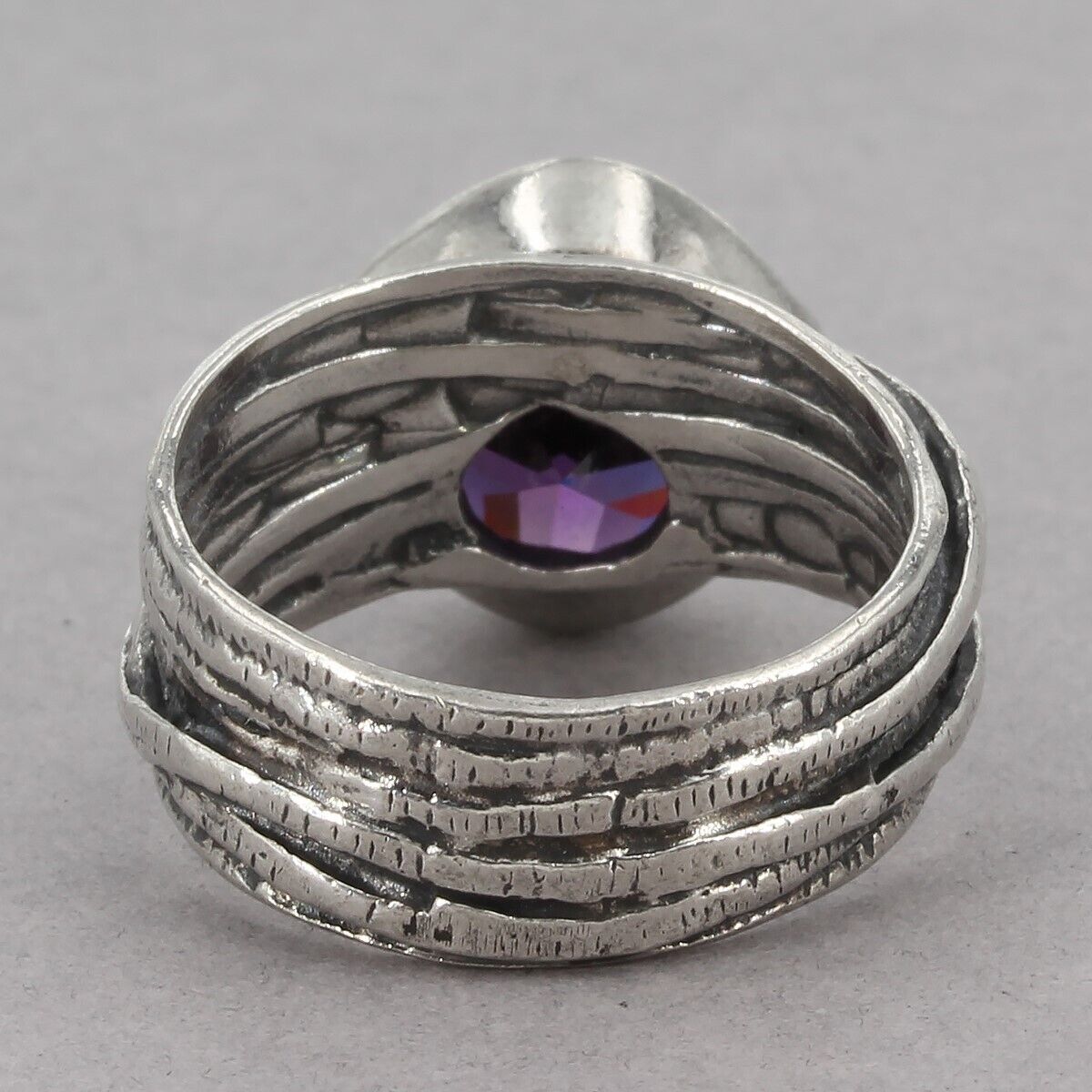 Retired Silpada Oxidized Sterling GLADIATOR GLAM Purple CZ Ring R2757 Size 8.75