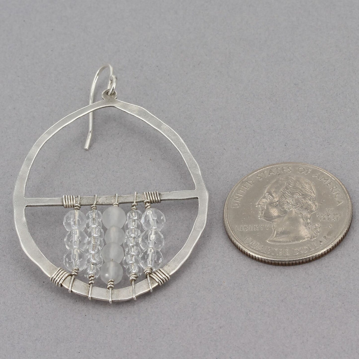 Retired Silpada Sterling Rock Crystal & Glass Bead DREAM CATCHER Earrings W2364