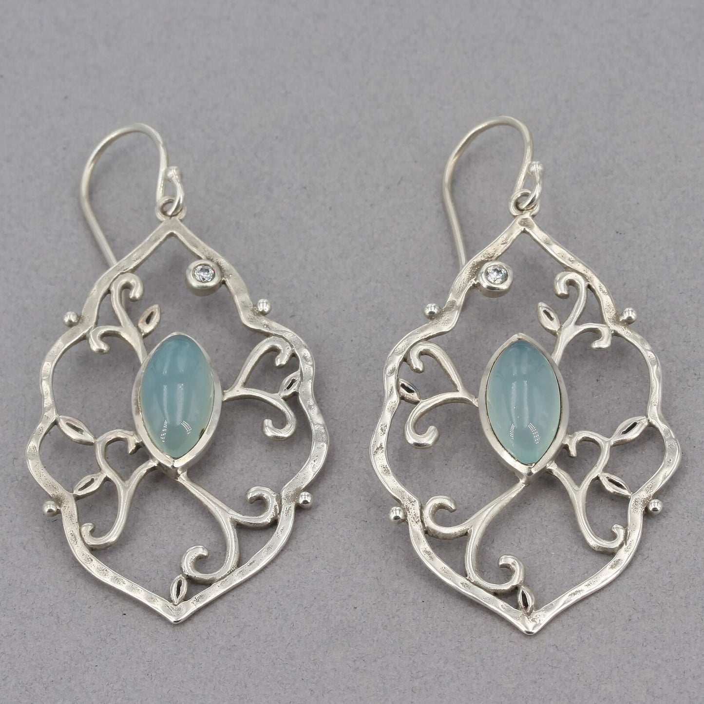 Retired Silpada Sterling Silver Chalcedony WANDERING IVY Dangle Earrings W2459