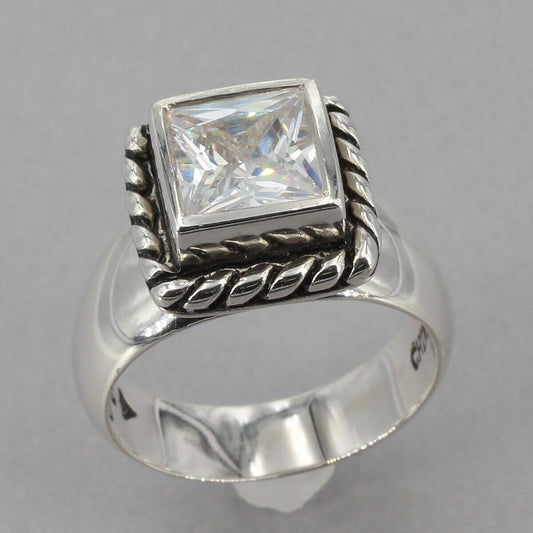 Vintage Silpada Sterling Silver Princess Cut CZ ELIZABETH Ring R0836 Size 6.75
