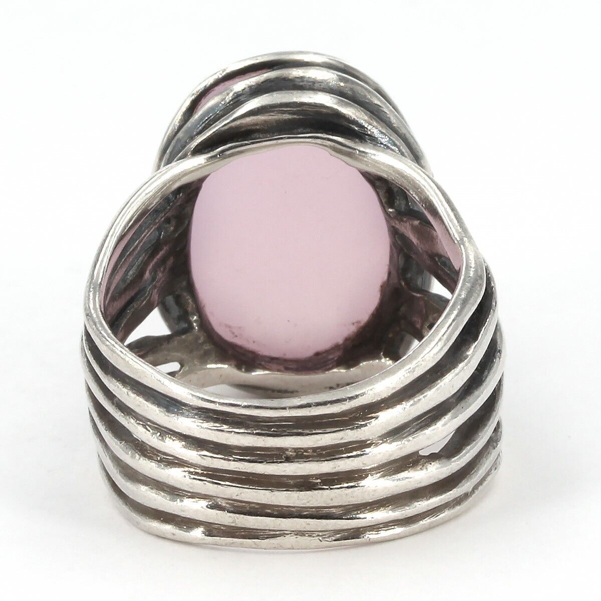 Retired Silpada Sterling Multi-Band Faceted Rose Color Glass Ring R1851 Size 5.5