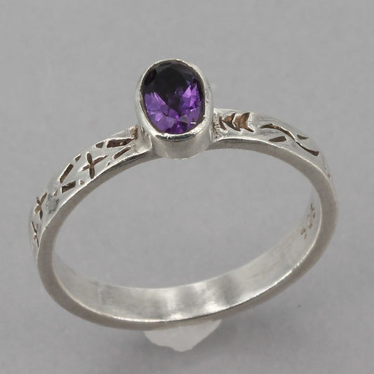 Vintage Silpada Sterling Oval Amethyst Stackable Ring Part of Set R0455 Size 9