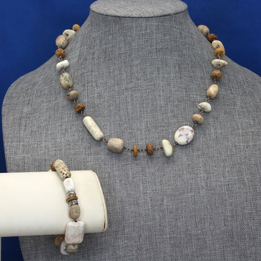 Retired Silpada Sterling Howlite African Opal Necklace & Bracelet N1692 B1655