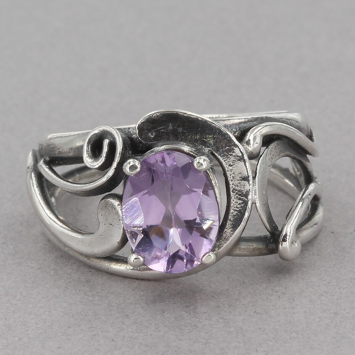 Jay King DTR Mine Finds Sterling Silver Oval Amethyst Ring Size 8.5