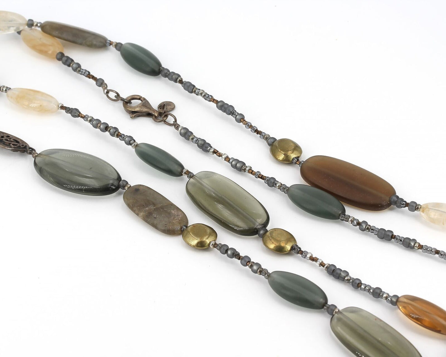 Retired Silpada Tumbled Stones Necklace N2225 Mixed Metals Labradorite & Glass