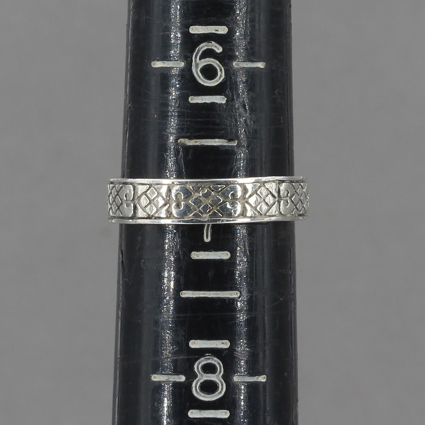 Retired Silpada Sterling Square Black Onyx Inlay Etched Band Ring R0945 Sz 6.75