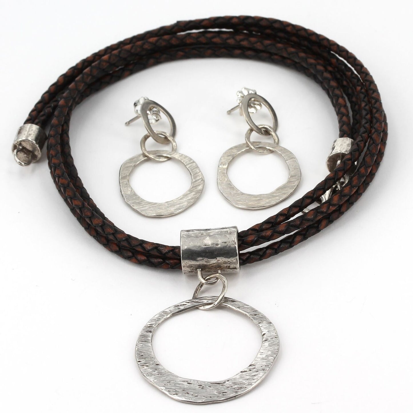 Retired Silpada Sterling Interlocking Links Earrings & Necklace Set P1529 N1499