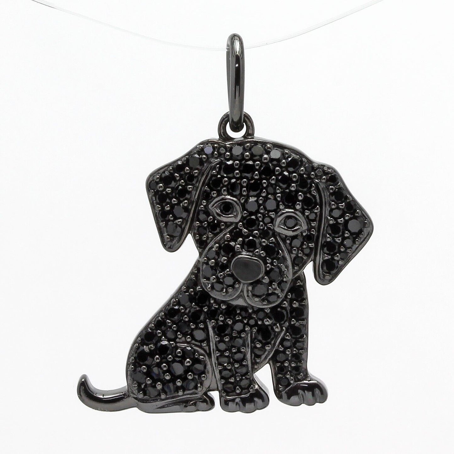 Adorable Scamper & Co. Sterling Spinel Black Labrador Retriever Puppy Pendant