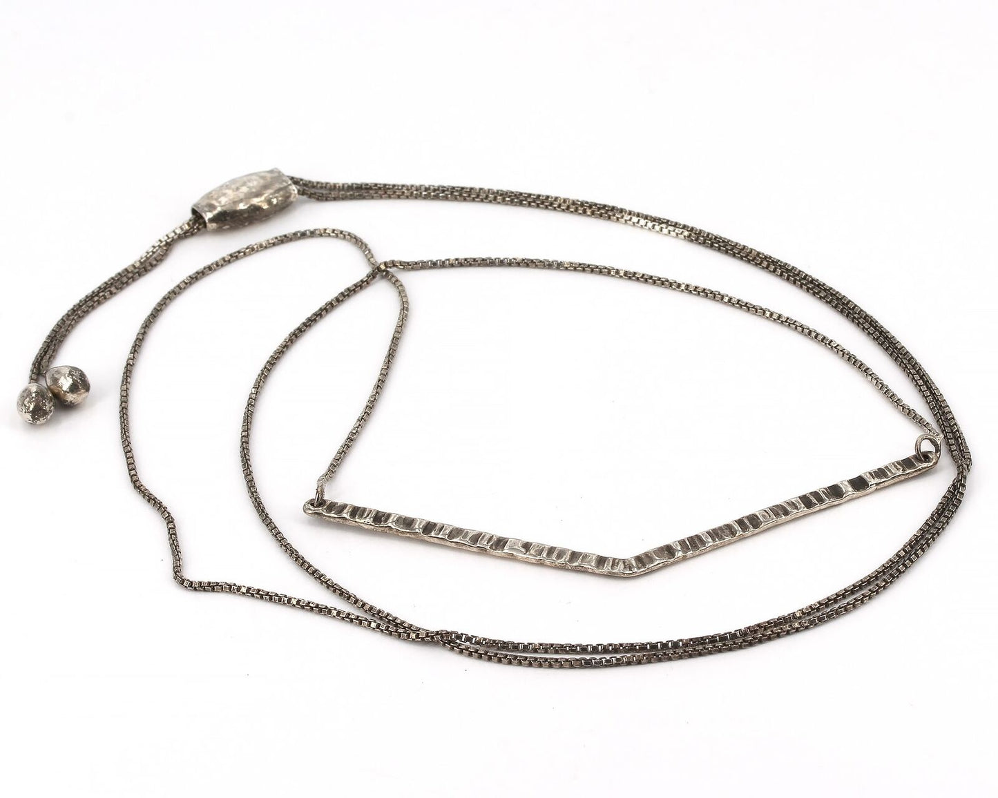 Retired Silpada Sterling Textured Chevron Sliding Clasp APEX Necklace N3437