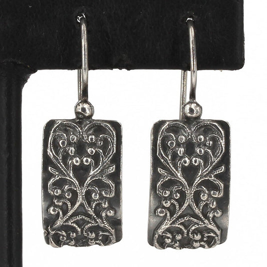 Retired Silpada ANY TIME ANY PLACE Sterling Scrolling Hearts Drop Earrings W1517