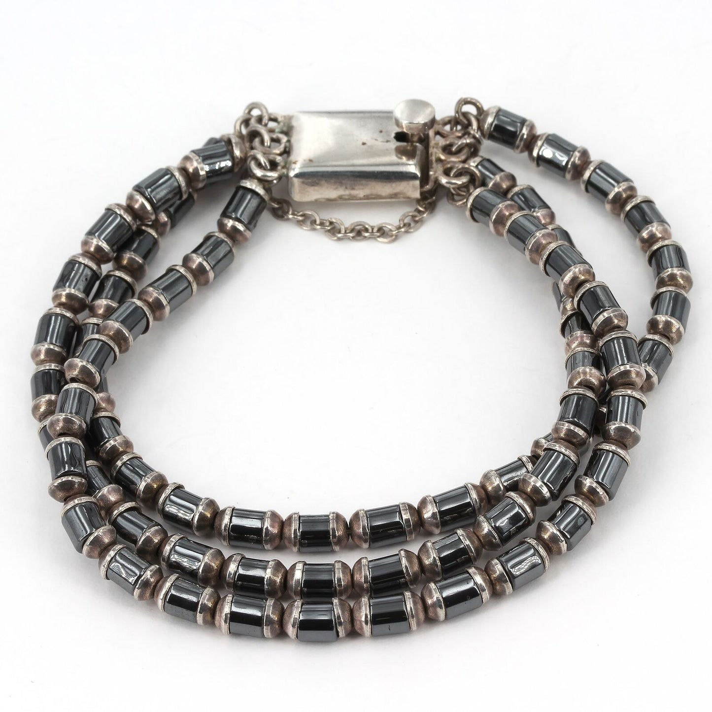 Vintage Silpada Sterling Hematite Bead 3-Strand Bracelet & Necklace B0618 N0839