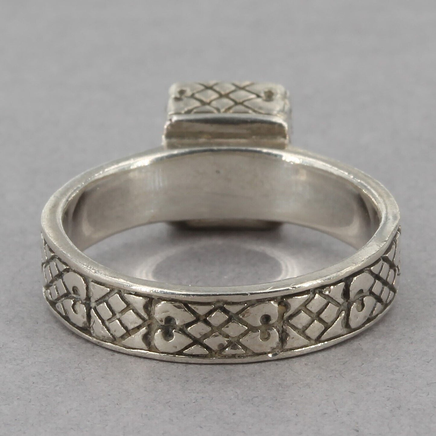 Retired Silpada Sterling Square Black Onyx Inlay Etched Band Ring R0945 Sz 6.75