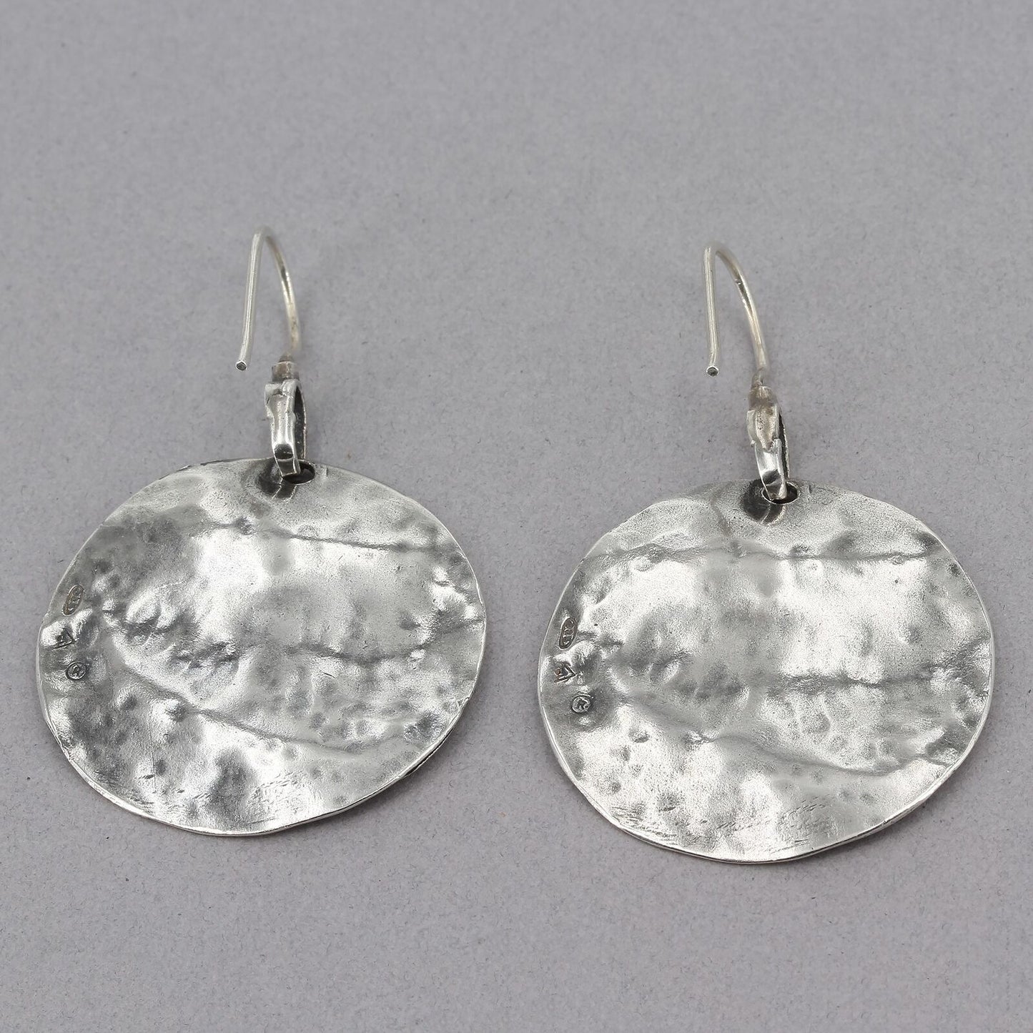 Retired Silpada Big Oxidized Sterling Hammered Wavy Disc Dangle Earrings W1666