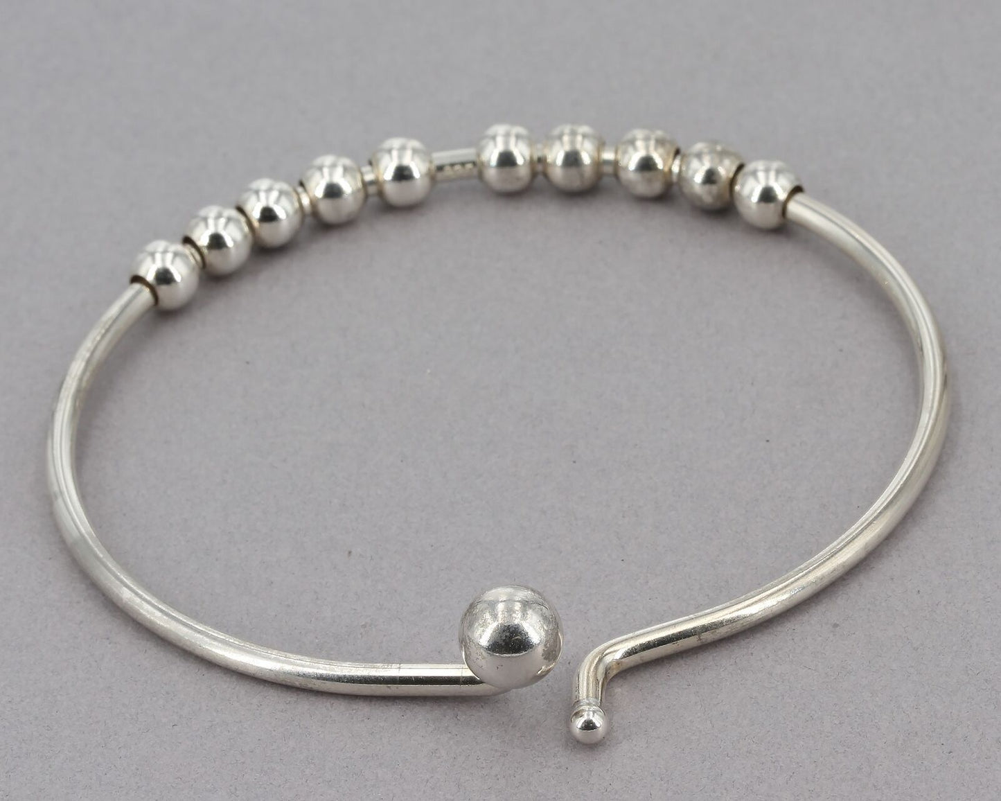 Sterling Silver Add-A-Bead Ball Hook 7.5" Bangle Bracelet 14.8 Grams