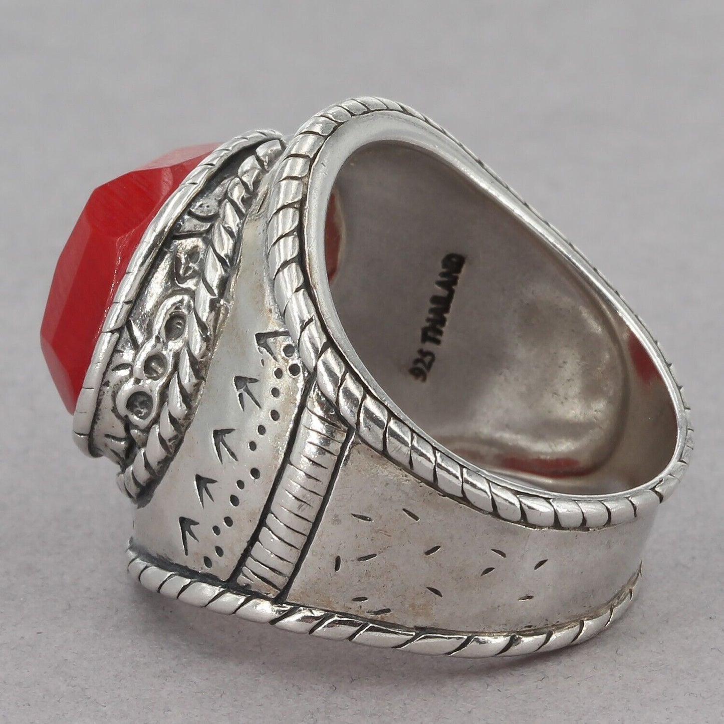 Retired Silpada Sterling Silver Faceted Red Bamboo Coral SAMBA Ring R2890 Size 8