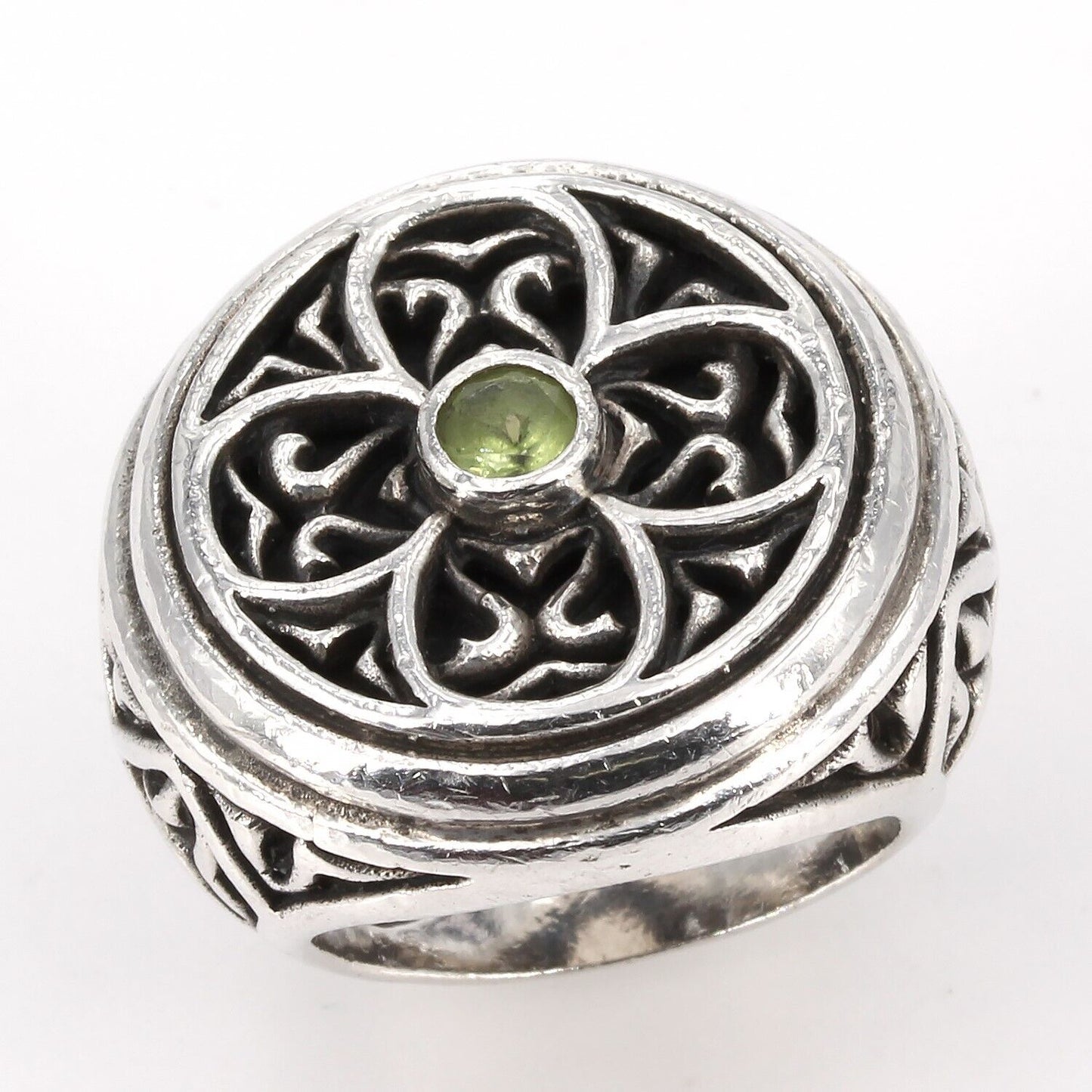 Brighton Chunky Sterling Silver Peridot GOTHICA Ring Size 5 Heavy 18.6 Grams